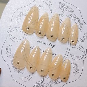 Nude jelly nail handmade gel nail, press on nail, fake nail